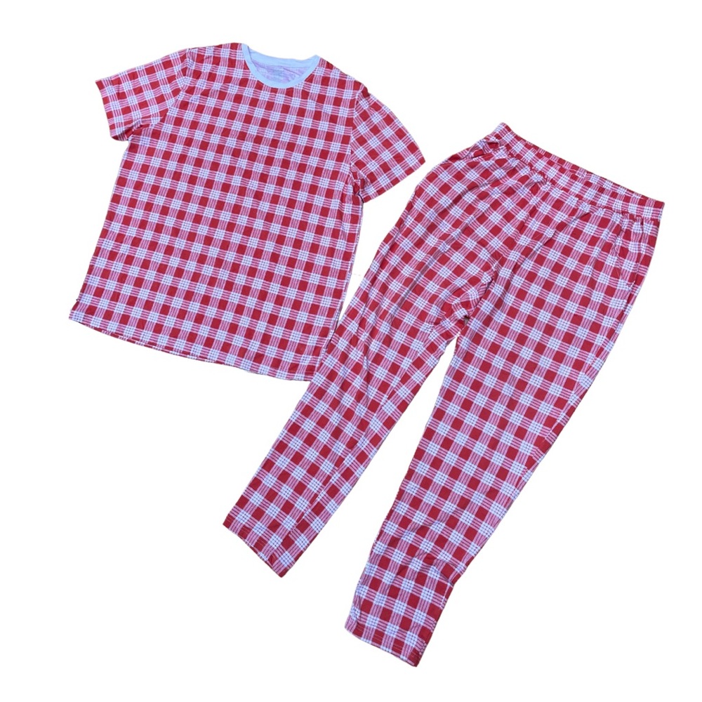 Coco Moon Hawaii like new Men’s pajama set ‘ula’ula red palaka bamboo, Large